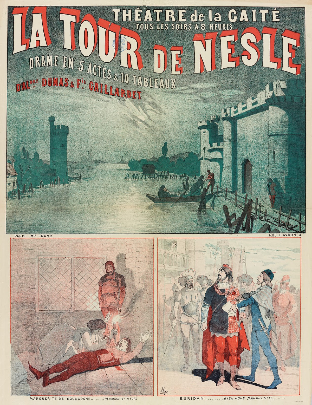 Theatre De La Gaite Tous Les Soirs A 8 Heures La Tour De Nesle 1882 1883