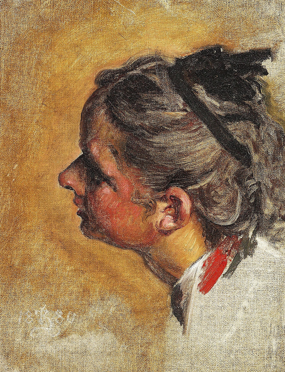Studie i Profil fra venstre Side af en ung Pige til Maleriet Julie og Ammen 1880