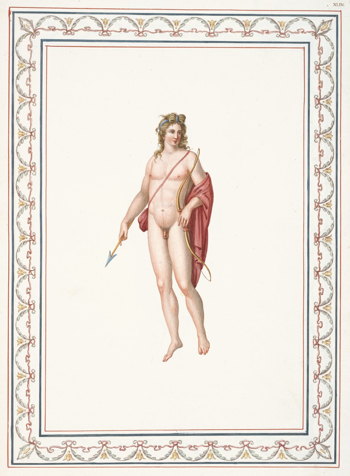 Nude youth holding bow and arrow 1783