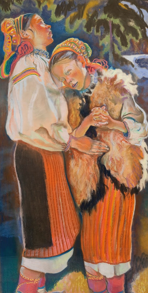 Palm Sunday  triptych Hutsul girls 1906