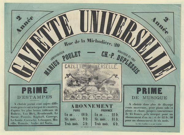 Gazette universelle rue de la Michodière 20 1867