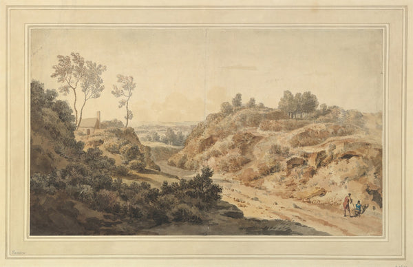Hilly Landscape with Two Figures on a Road mid 18th century