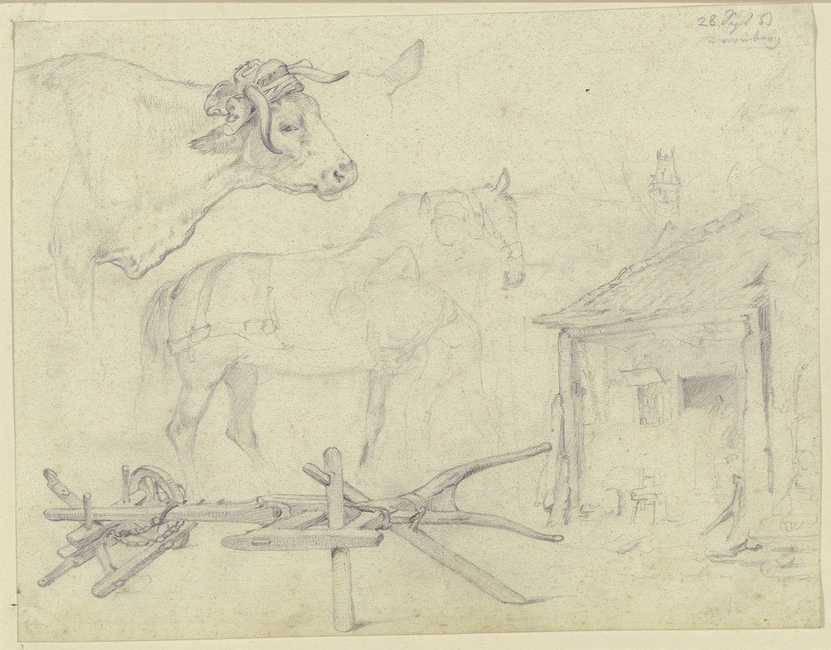 Studienblatt Schmiede in Kronberg 1853