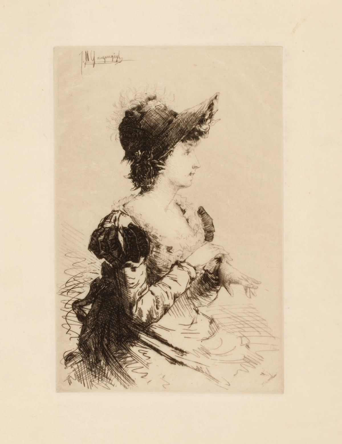 Woman putting on gloves