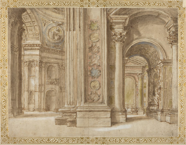 The Interior of Saint Peters Rome 17th century