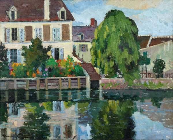 Crécy la Chapelle maison fleurie le long du Grand Morin circa 1927