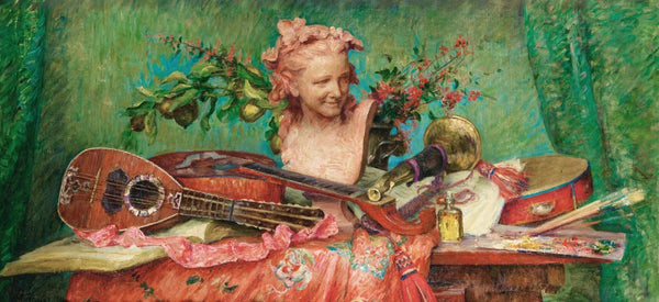 Nature morte aux instruments de musique et buste de Carpeaux 1918