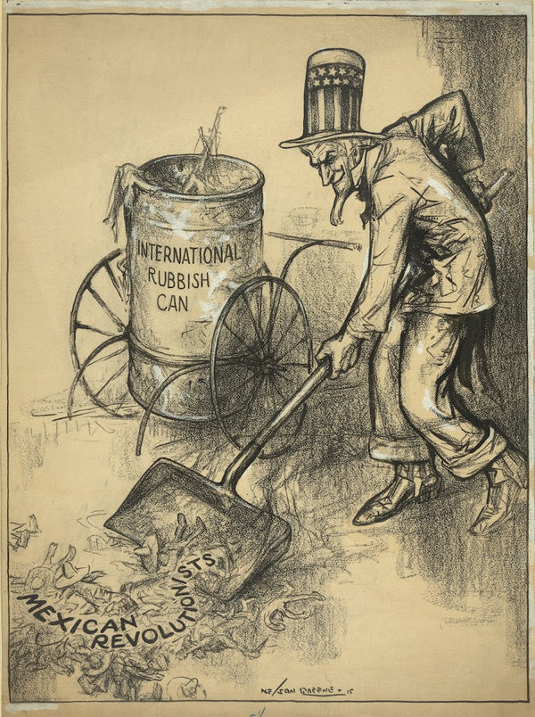 Uncle Sam picking up Mexican revolutionists with a shovel for the international