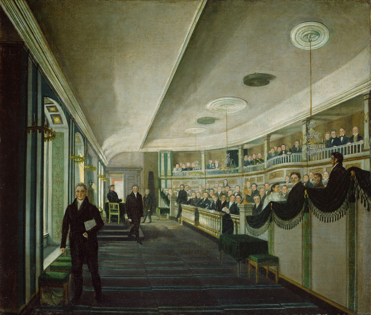 Fra et møte i den gamle Stortingssalen i Christiania Katedralskole 1830