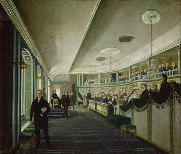 Fra et møte i den gamle Stortingssalen i Christiania Katedralskole 1830