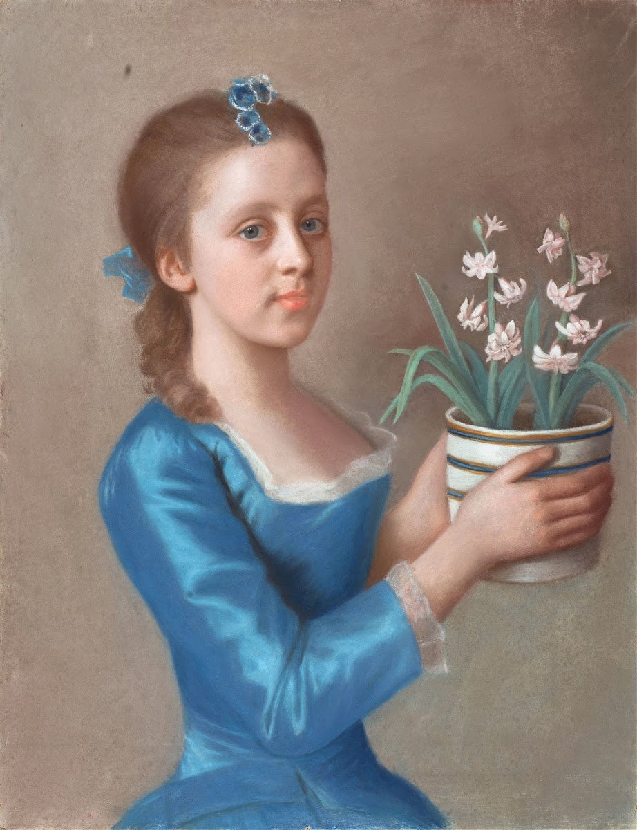 Young Girl Holding a Pot of Hyacinths c 1750   c 1755