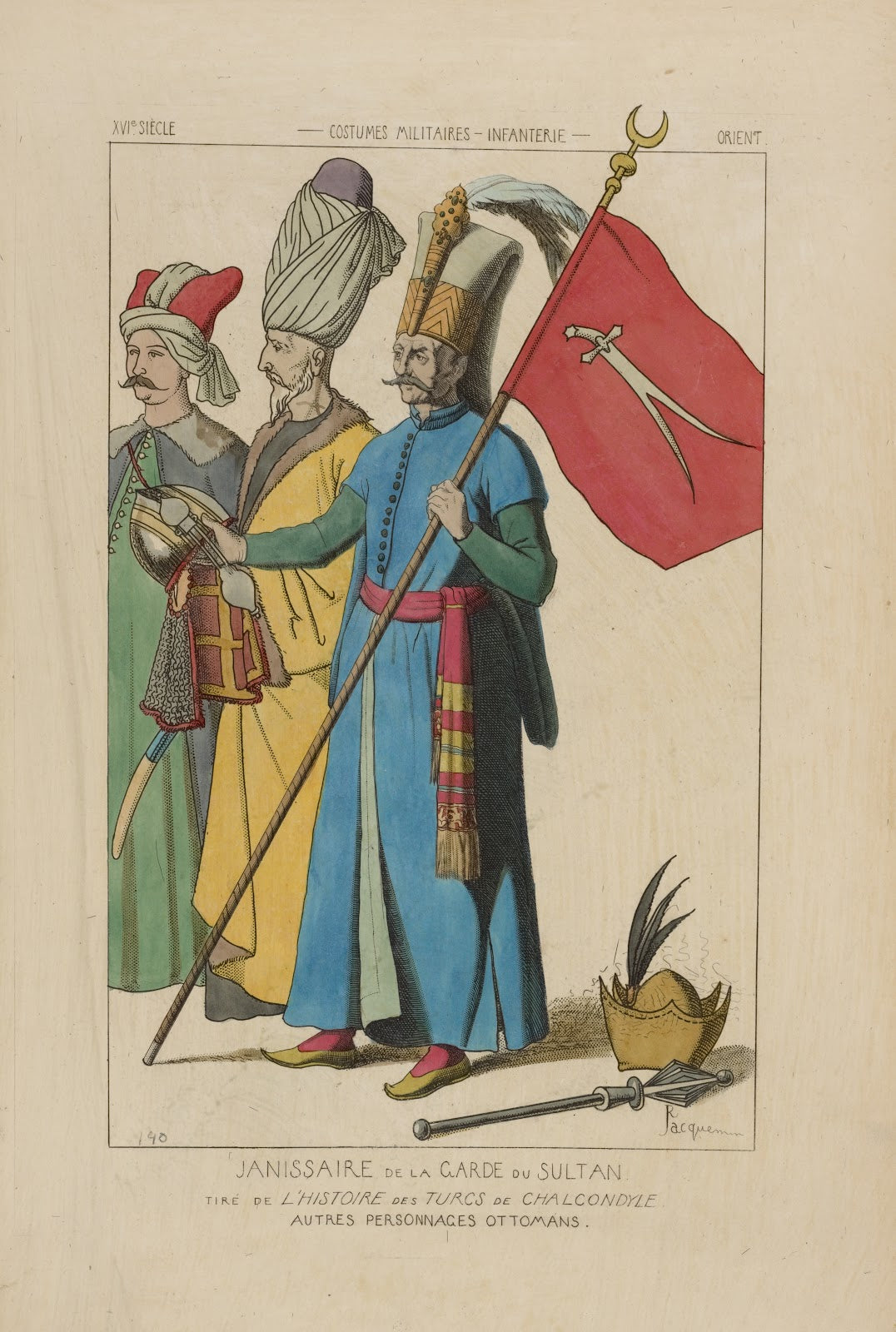 Janissaire de la garde du sultan tiré de lhistoire des Turcs de Chalcondyle Autr