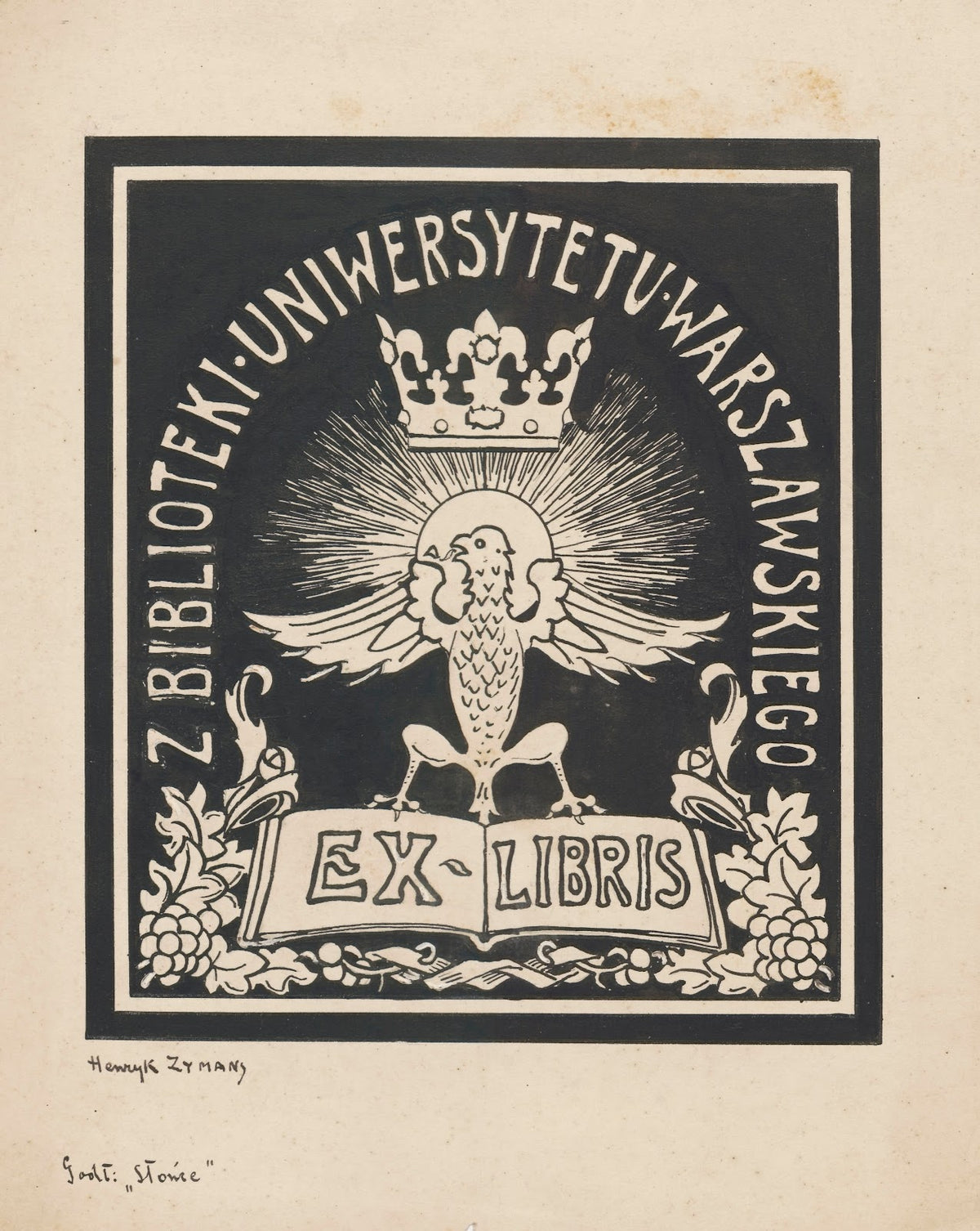 Design for aBookplate of the University of Warsaw Library 1916