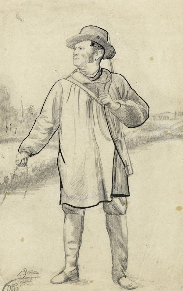 Chasseur sur un chemin Henri Trenit oncle de Guéniot