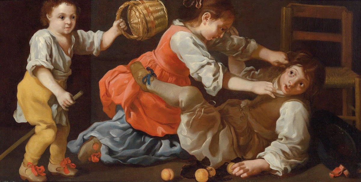 Bickering children Allegory of sense of touch
