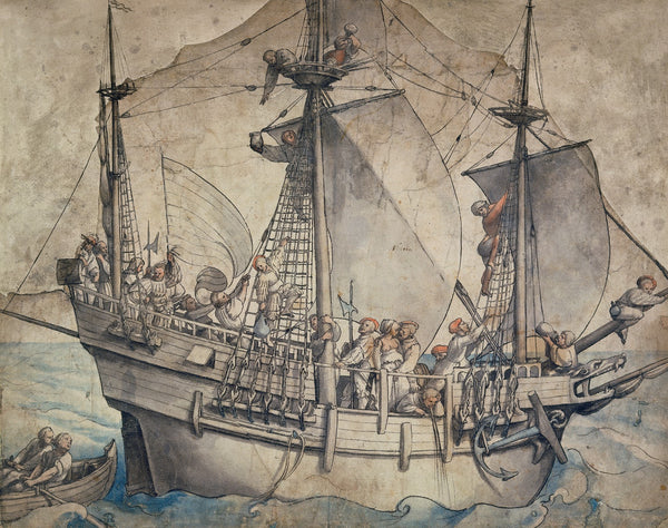 Ship with Revelling Sailors Lansquenets and a Sutleress ca 1532  1533
