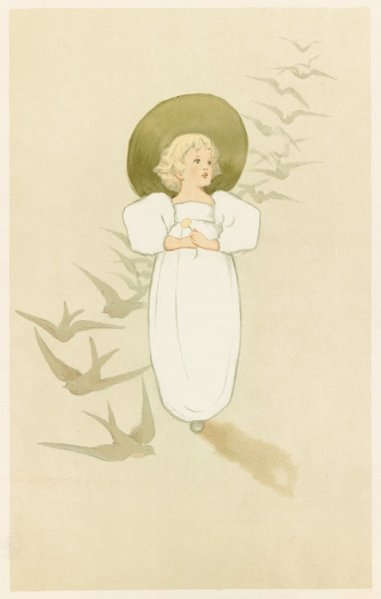 Little girl with swallows 18611897