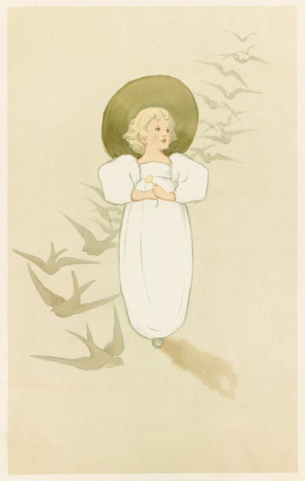 Little girl with swallows 18611897