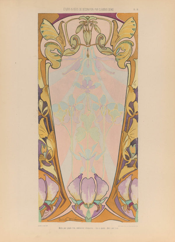 Motifs pour grande frise combinaisons ornementales  Iris et Ancolie Motif pour v