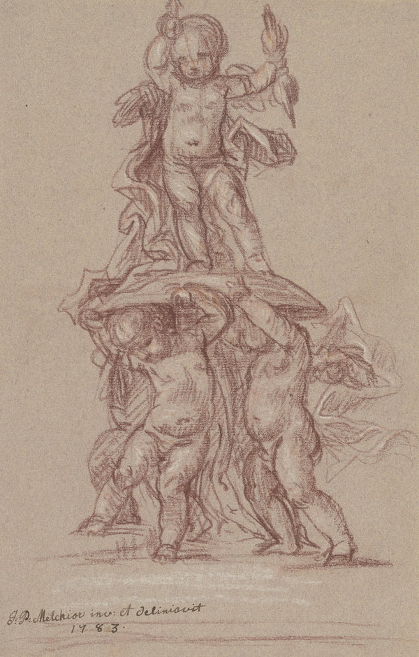 Putten tragen Amor auf einem Schild 1783