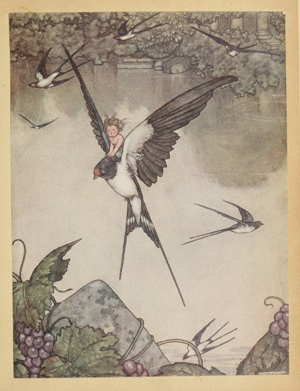 Yes I will go with thee said Tommelise and she seated herself on the birds back