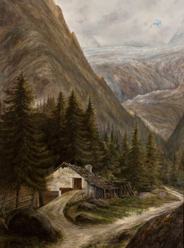 Mountain landscape with a cottage