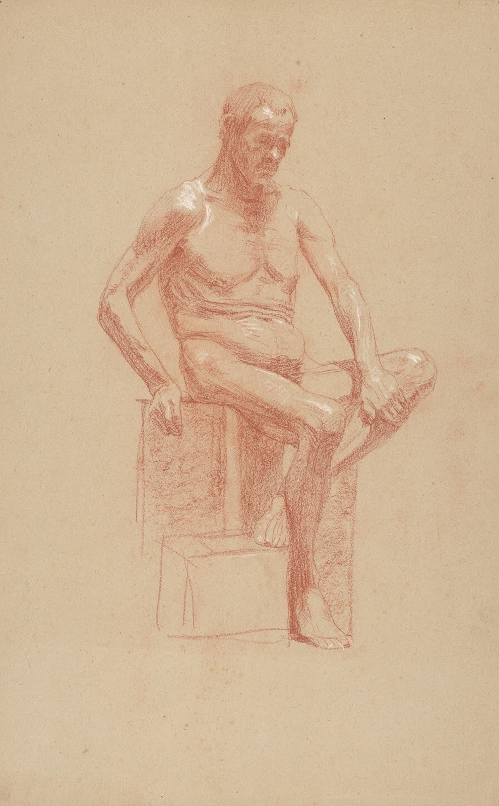 Study of a sitting male nude