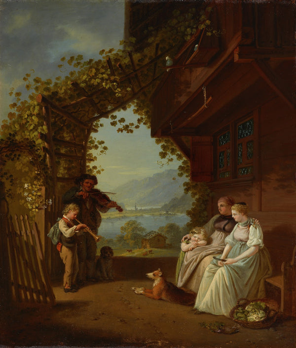 Ständchen eines Geigers und eines Flötenbläsers 1800