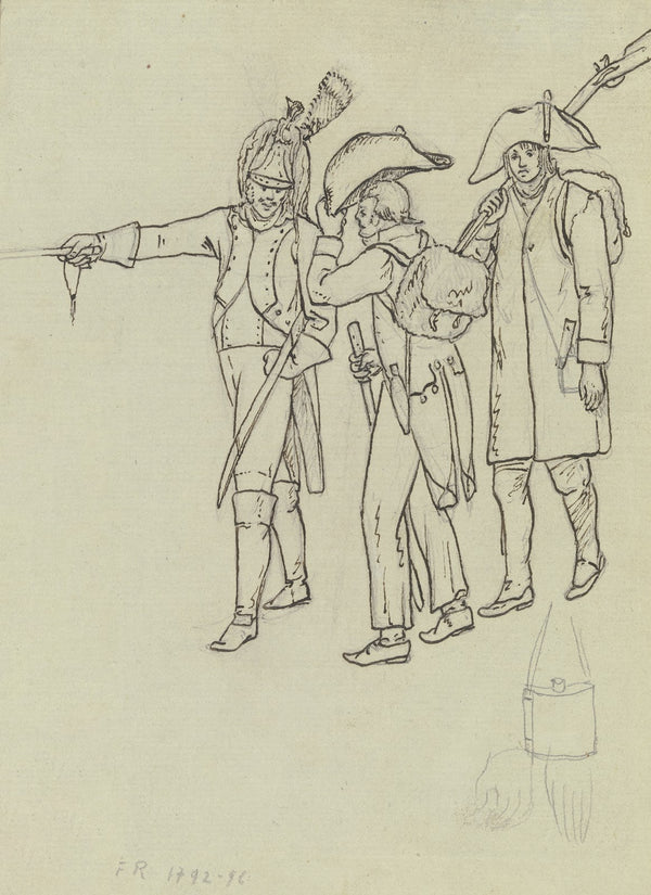 Straßentypen aus Frankfurt meist Soldaten ca 1792  1796