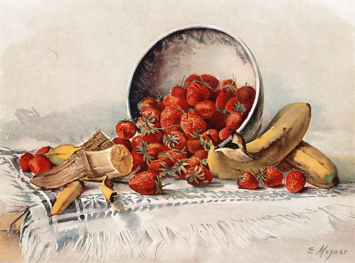 Strawberries and Bananas in a Basket ca 18611897