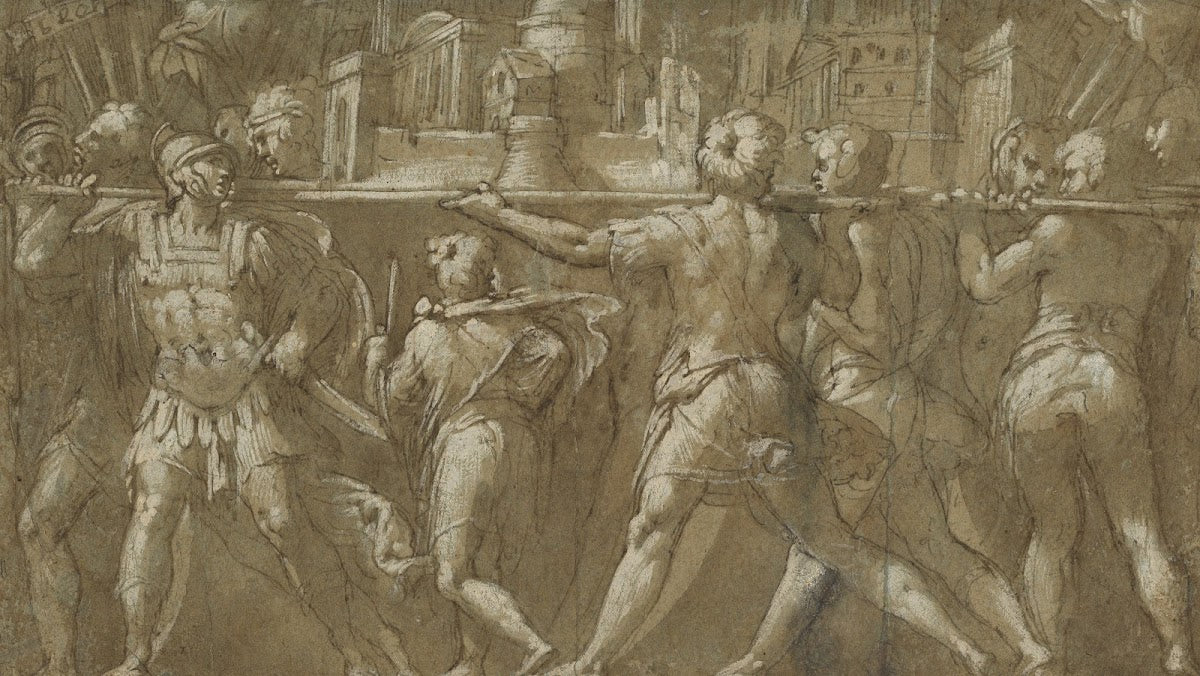 Soldiers Carrying a Model of a City 1548