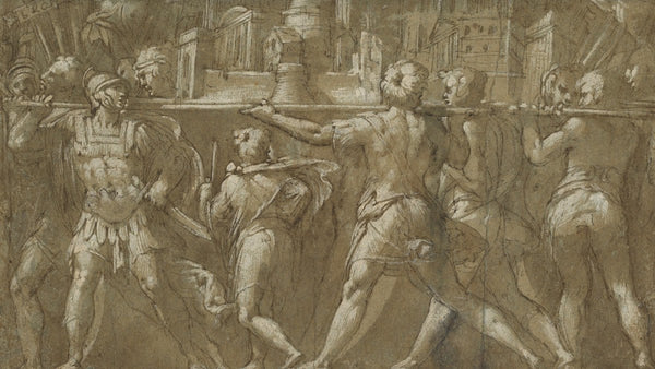 Soldiers Carrying a Model of a City 1548