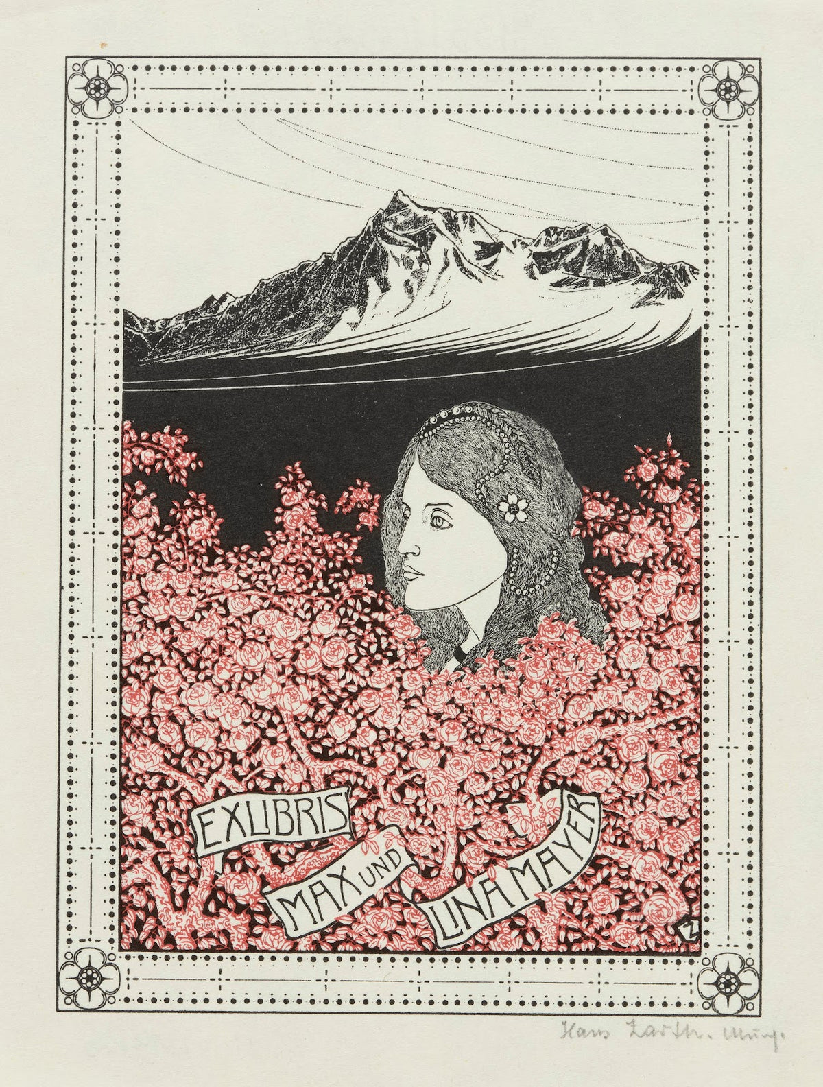 Bookplate of Max und Lina Mayer before 1908