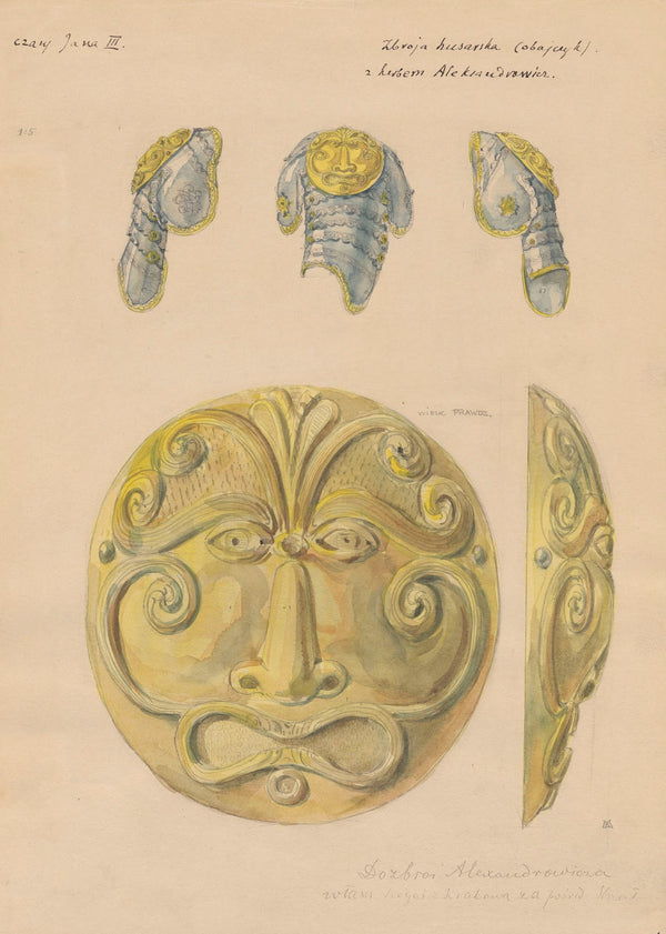 Hussar Armour with the Aleksandrowicz Coat of Arms  Front Side and Back Views of