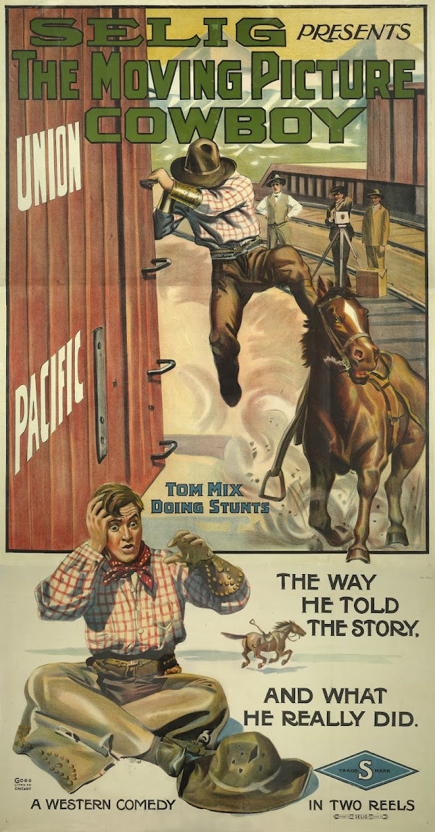 The Moving Picture Cowboy Tom Mix doing stunts The way he told the story and wha