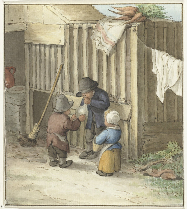 Drie kinderen spelend met een varkensblaas 1775   1833