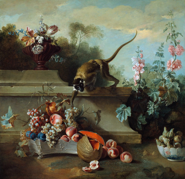 Still Life with Monkey Fruits and Flowers 1724