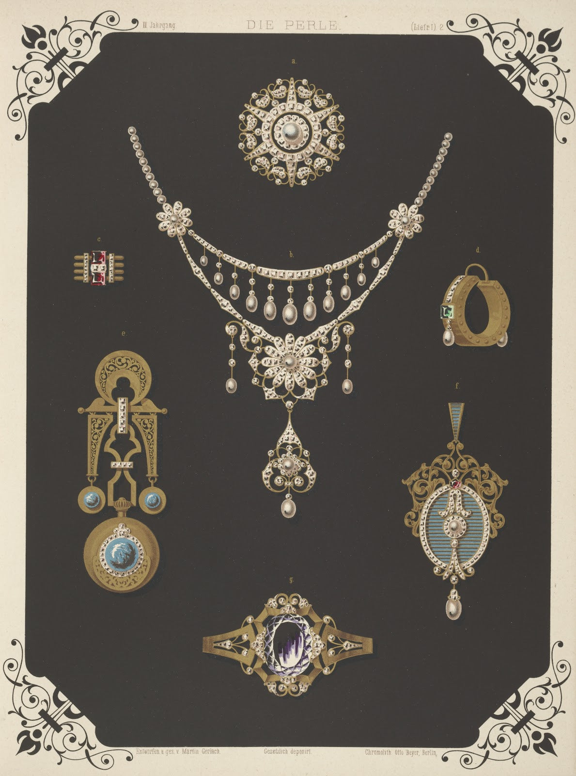 Ii Jahrgang Liefr I 2 Seven Designs For Jewelry Including Necklace With Pearls A