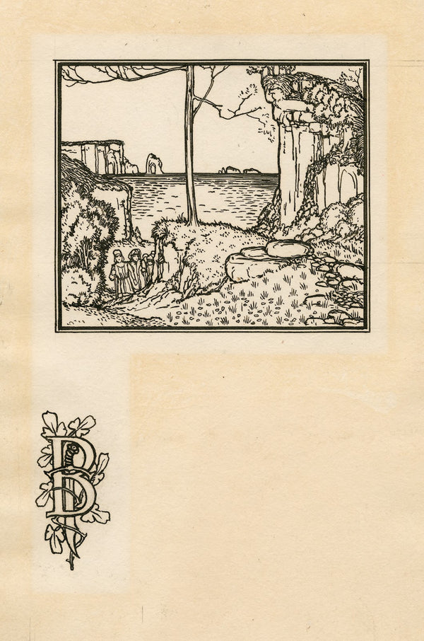 Illustration and illuminated initial letter for first page to act 2 scene 1 of B