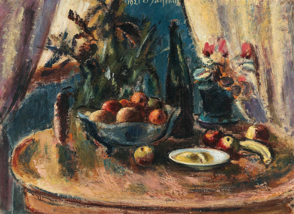 Stillleben mit Früchten und Weinflasche 1921
