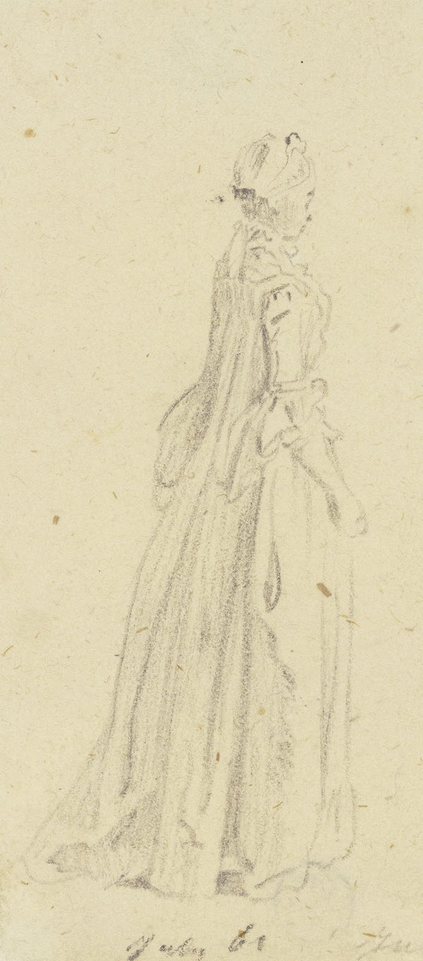 Stehende Frau im Profil nach rechts 1761