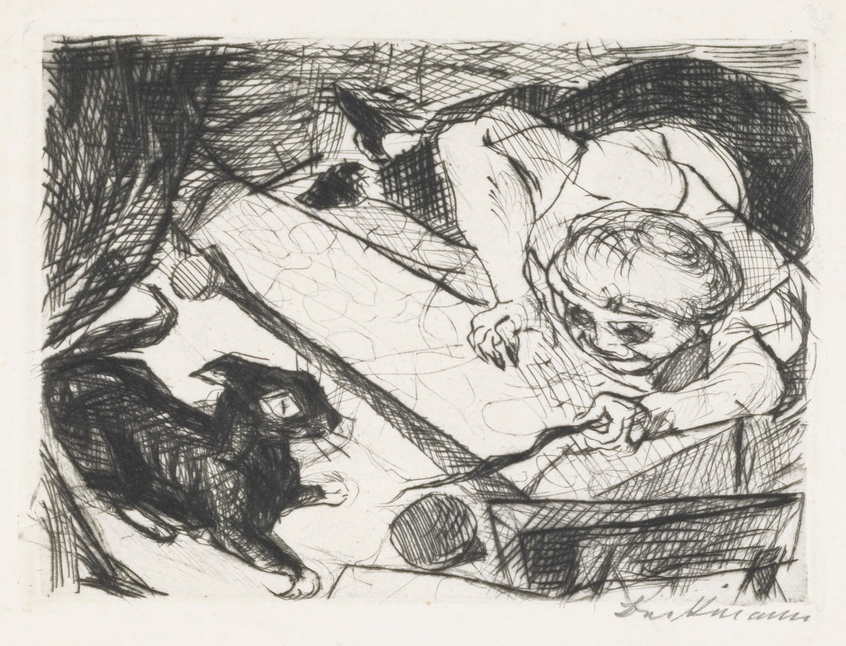 Young Woman with Cat 1916