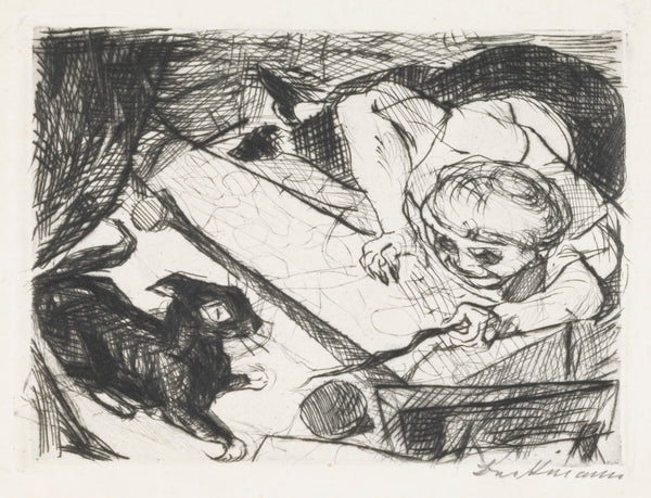 Young Woman with Cat 1916