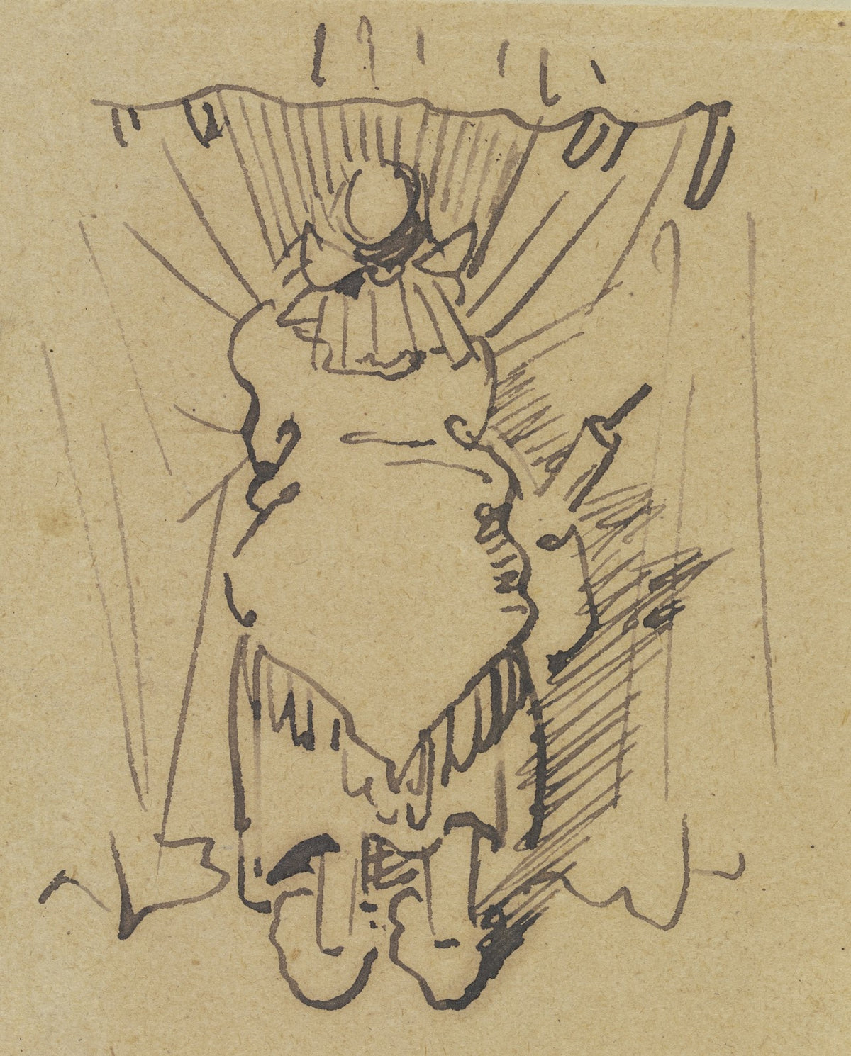 Frau Knopp verschließt einem Vorhang 1876
