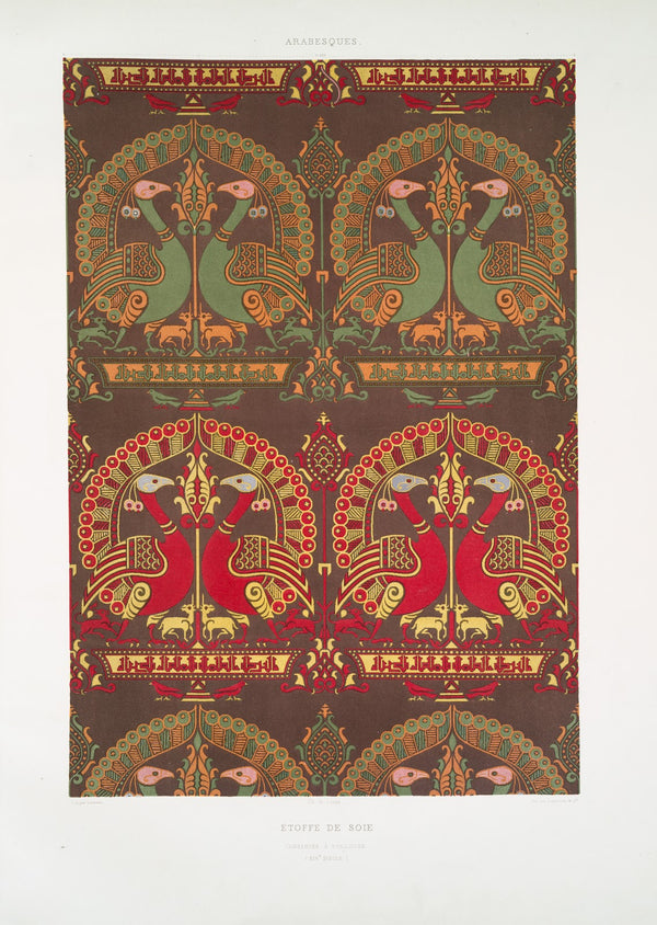 Arabesques étoffe de soie conservée à Toulouse XIVe siècle 1877