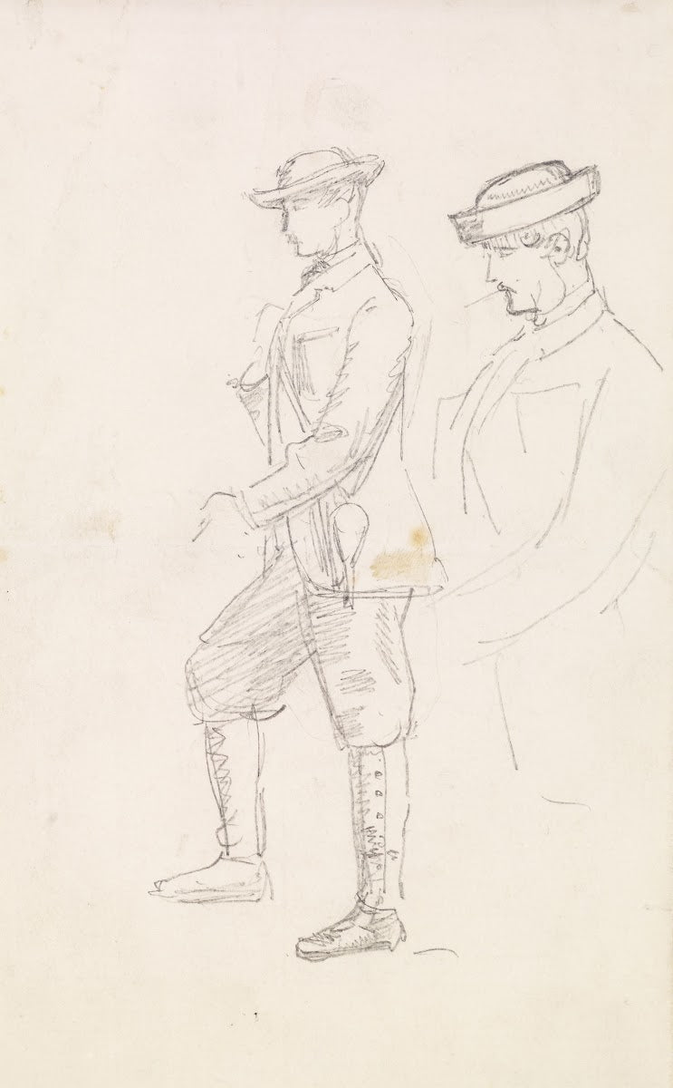 Male  Two Sketches of a young Man dressed for Shooting 1855 65