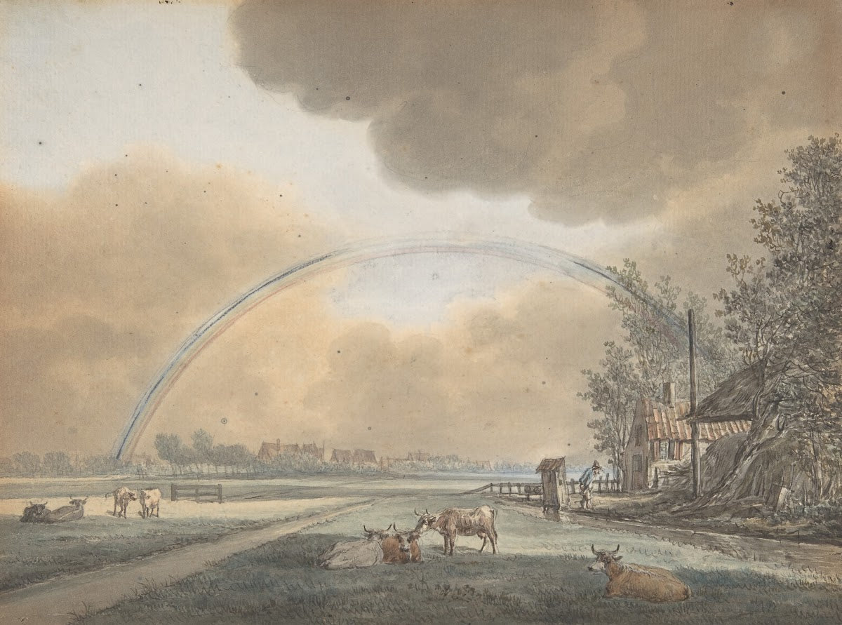 Landscape with a Rainbow over a Farmhouse and Distant Village