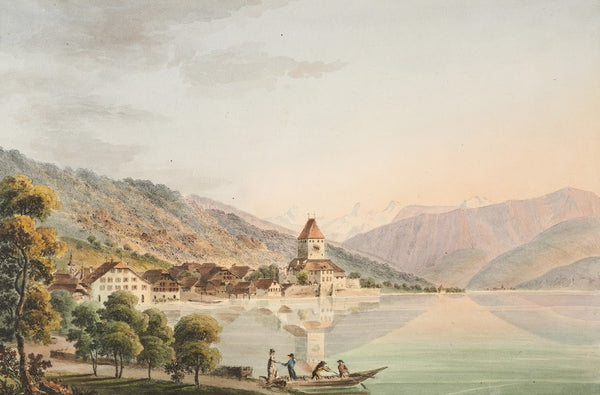 Vûe du Chateau dOberhofen au Lac de Thoune