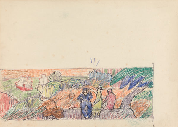 Cave of the Golden Calf Study for Mural Gentleman in Foreground 1912