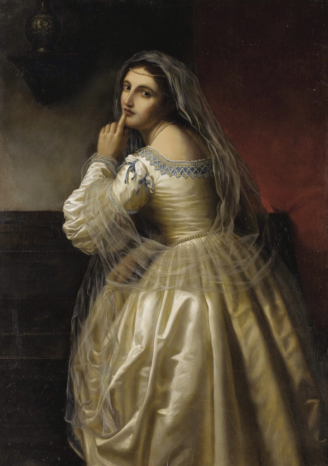 Portrait of a Lady with Beautiful Veil 19th Century